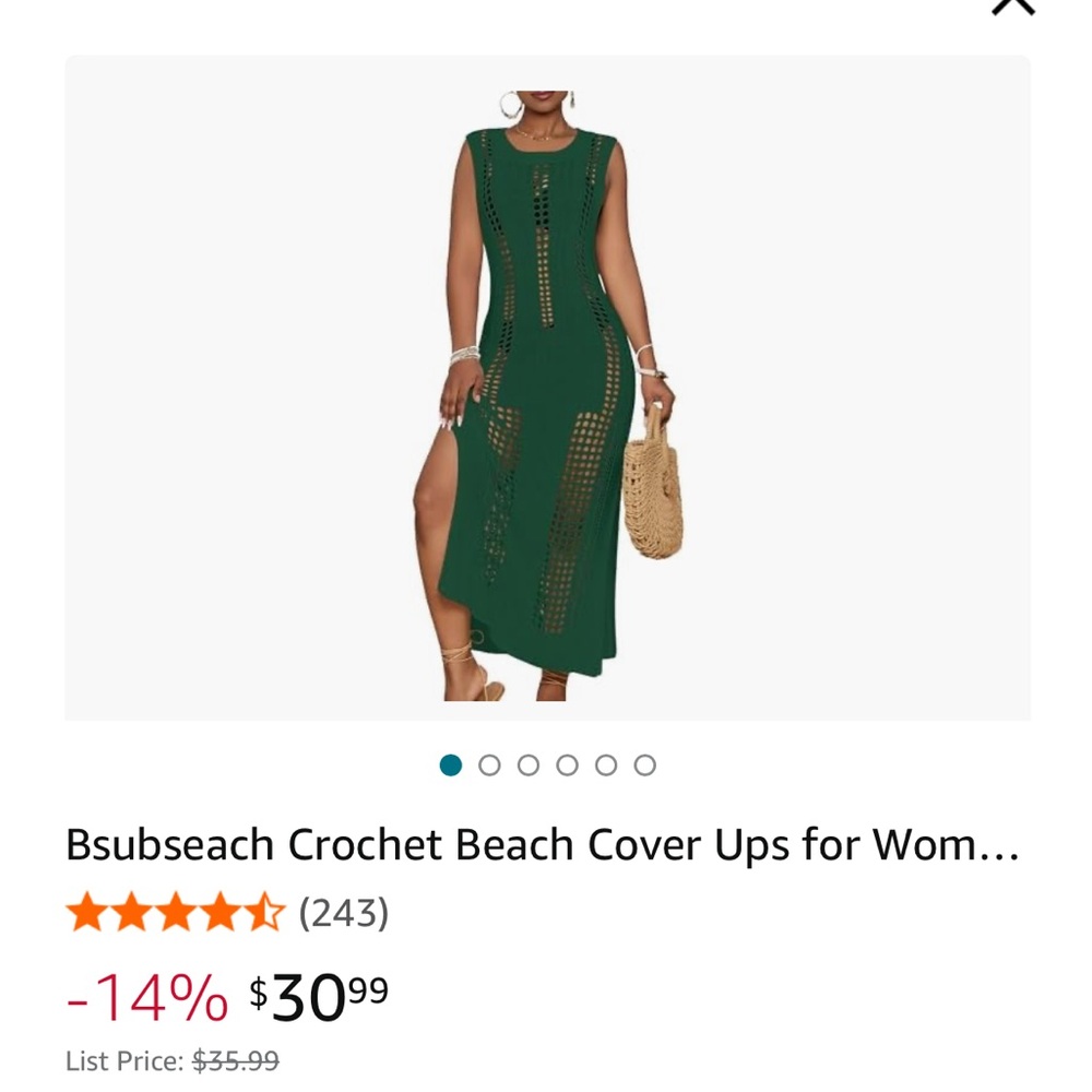Elegant Green Knit Swim Coverup